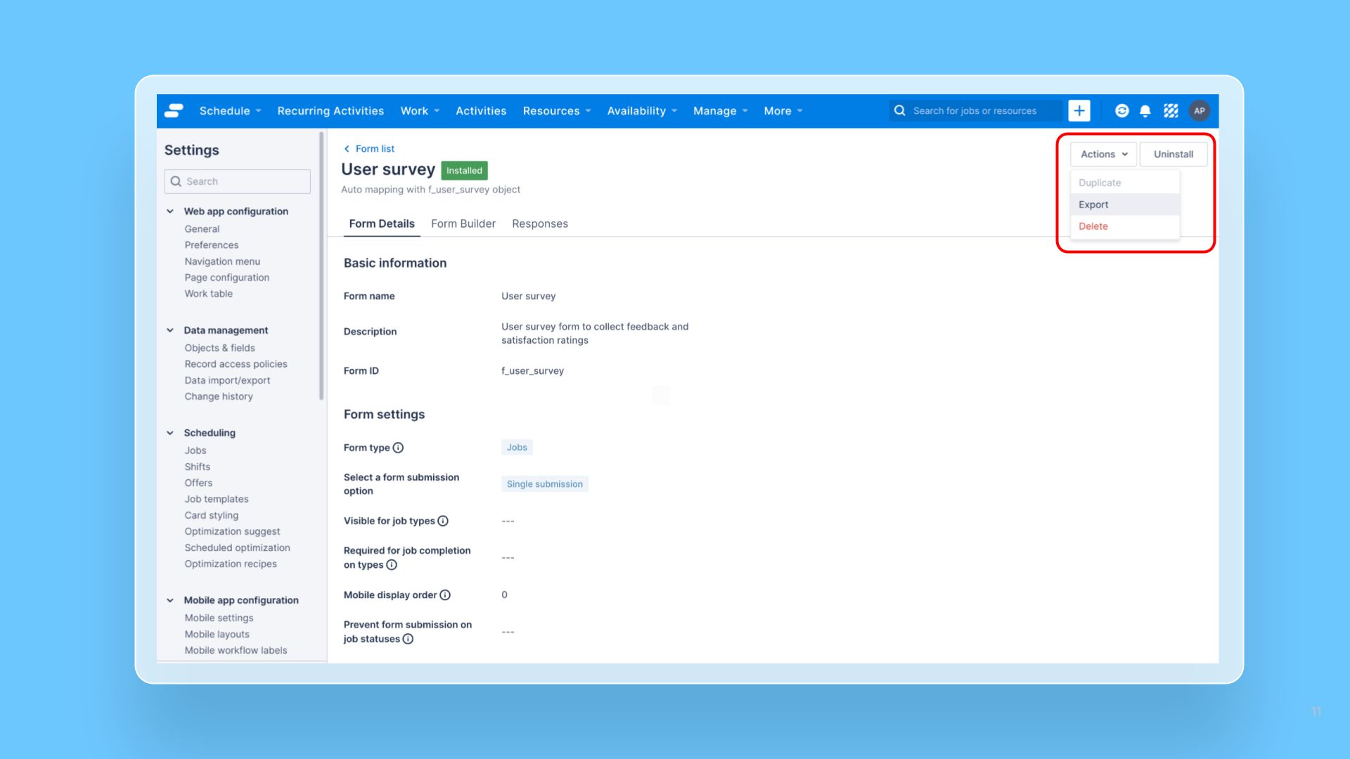 Export Form