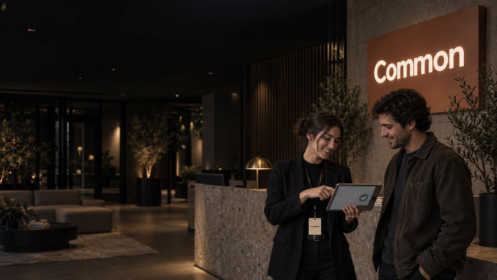 Common leasing agent confirming a scheduled tour on a tablet