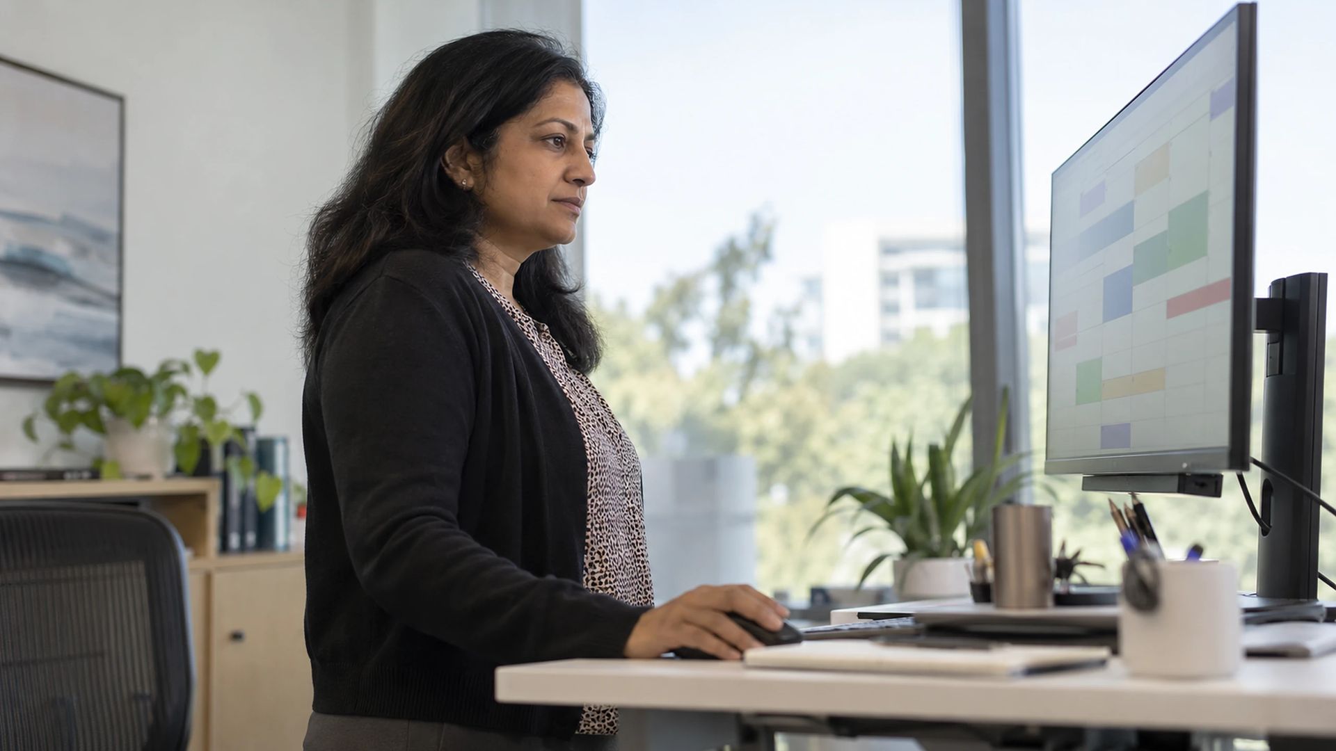 Office worker at a desk with a computer